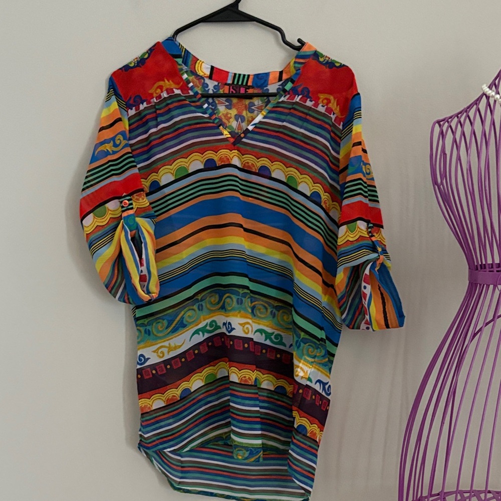 Colorful Isle by Melis Kozan Striped Women's Top
